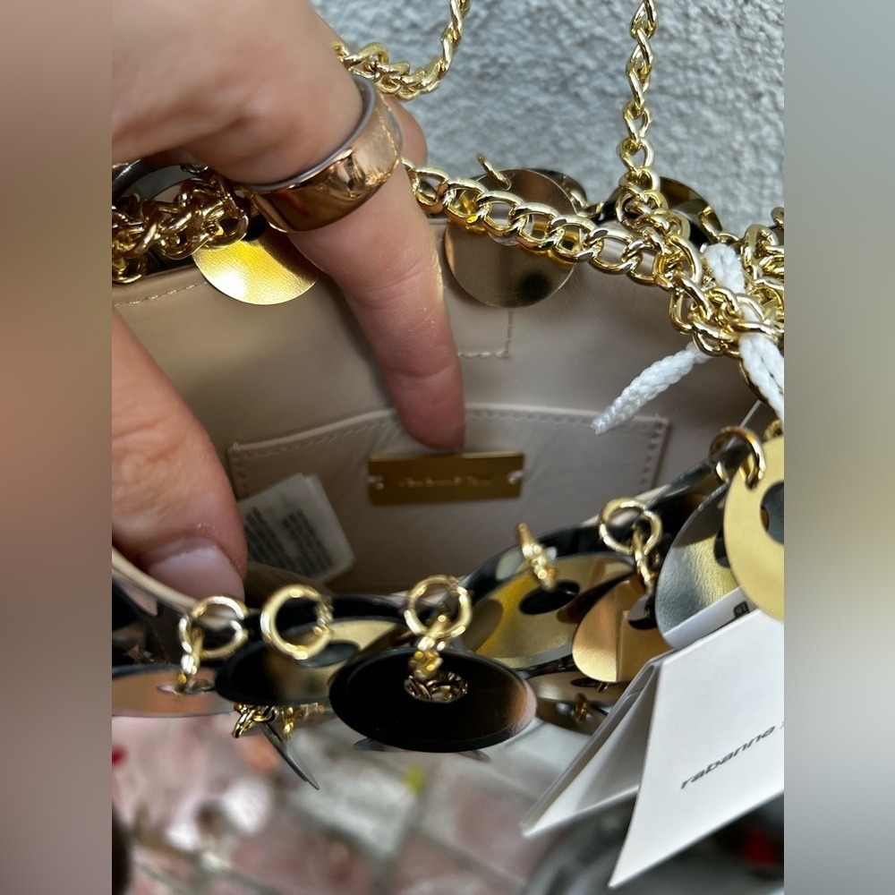 PACO RABANNE X H&M SILVER GOLD SEQUIN DISC EMBELLISHED CHAIN SHOULDER BAG NWT! - Picture 13 of 14